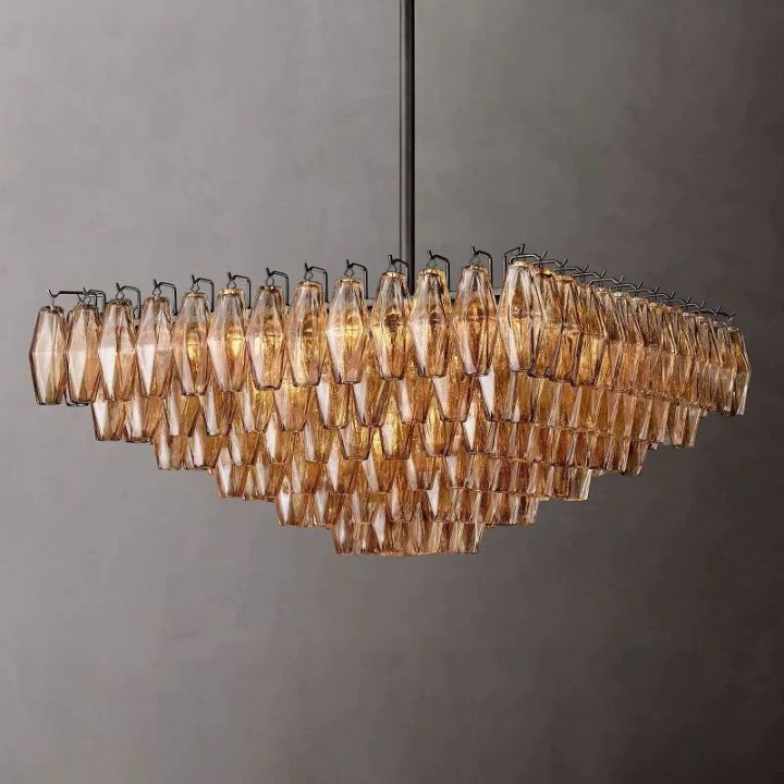 Italian Smoke Glass Square Chandelier 32"