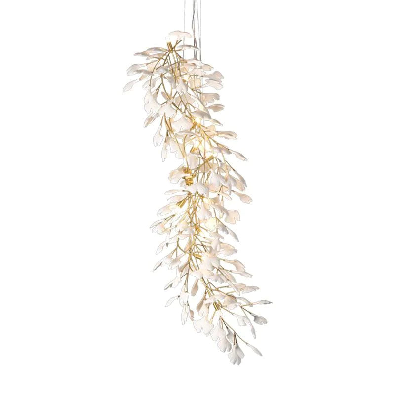 Ceramic Ginkgo Spiral Linear Chandelier