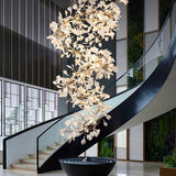 Ceramic Ginkgo Spiral Linear Chandelier