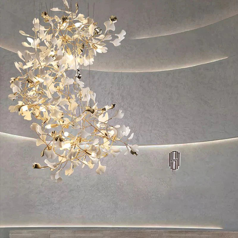 Ceramic Ginkgo Spiral Linear Chandelier