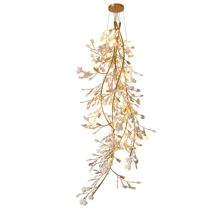 Ceramic Ginkgo Spiral Linear Chandelier