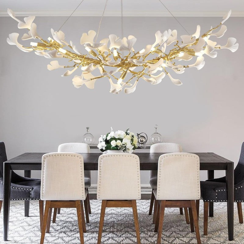 Modern Ginkgo Gold Tree Branches Chandelier