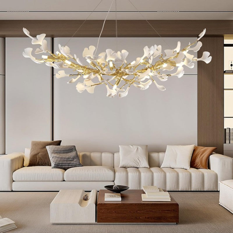 Modern Ginkgo Gold Tree Branches Chandelier