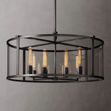 Beckman Glass Lantern Modern Round Chandelier 33"