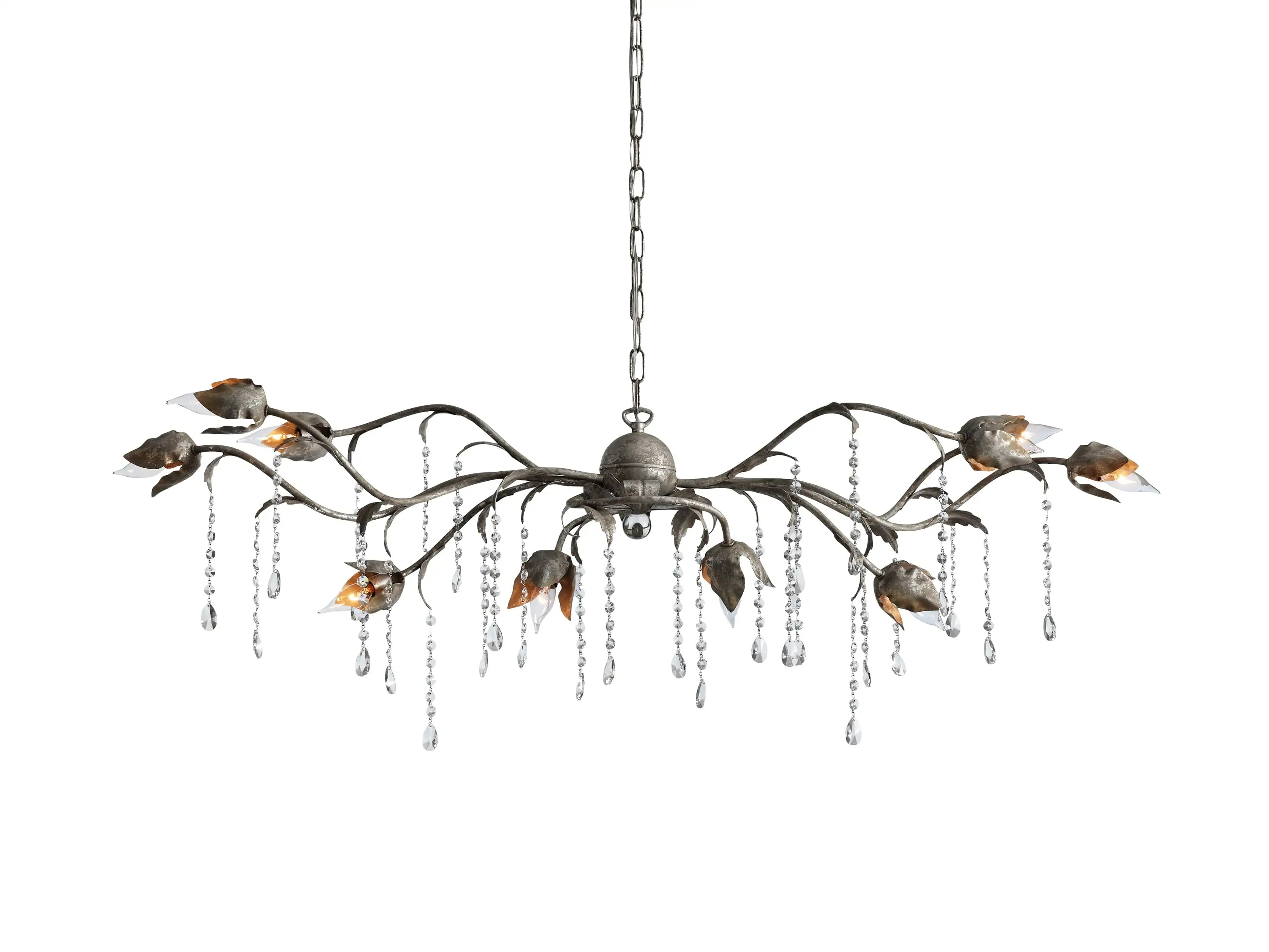 Morning Glory Vintage Style Chandelier 52" - Silver