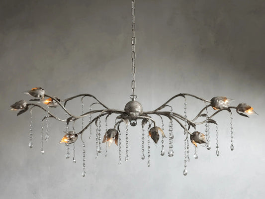 Morning Glory Vintage Style Chandelier 52" - Silver