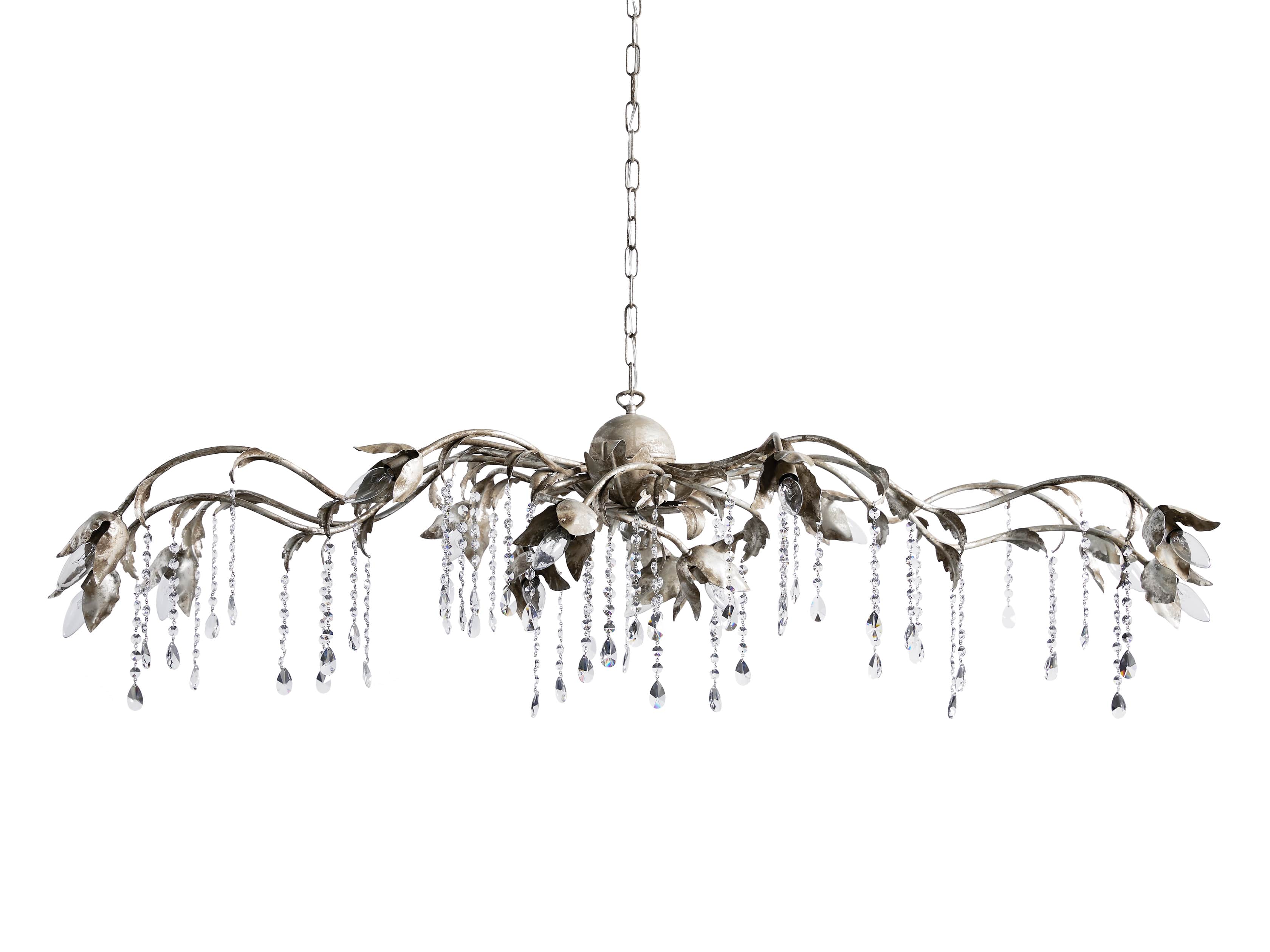 Morning Glory Vintage Style Chandelier 71" - Silver