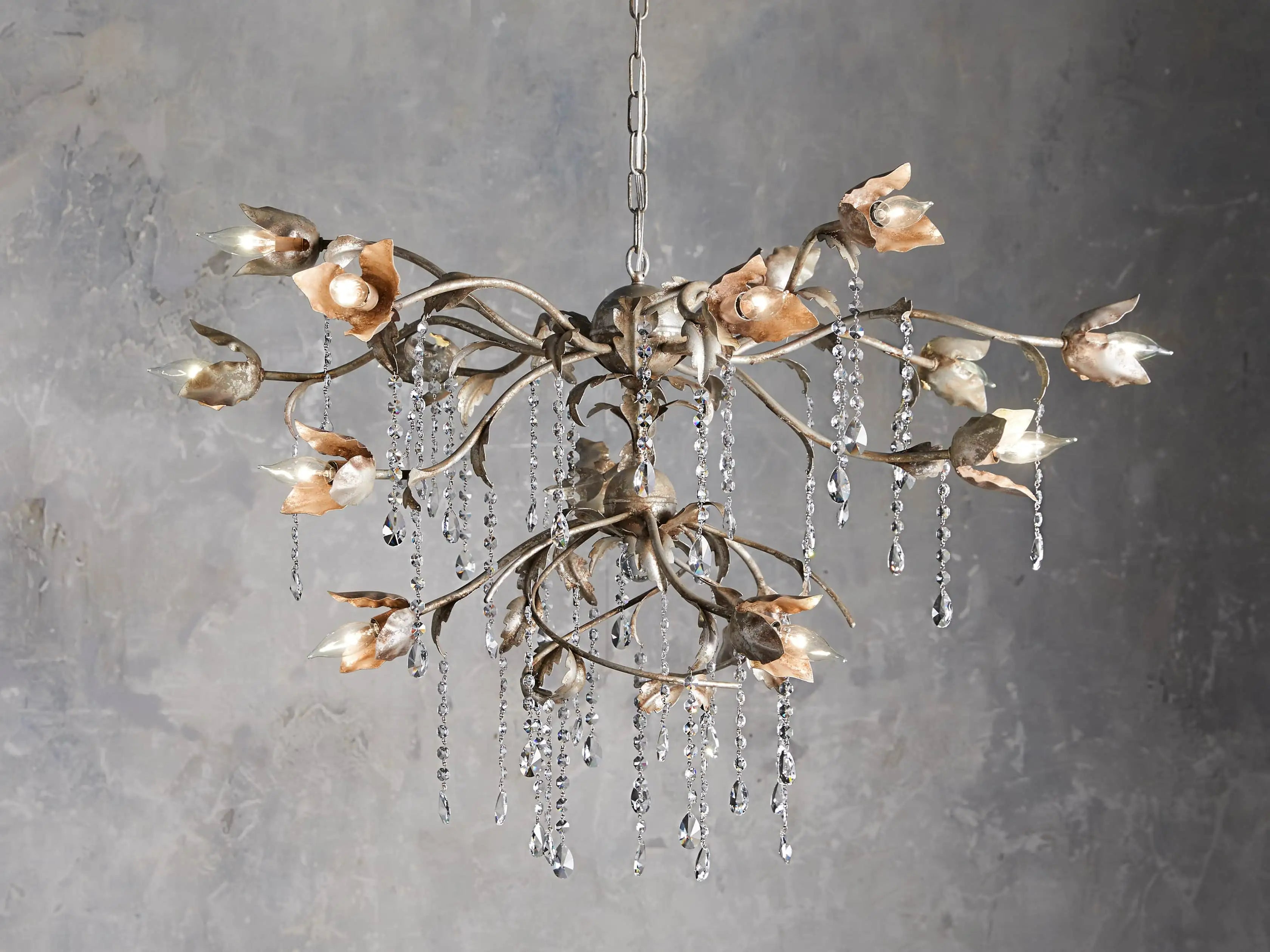 Morning Glory Vintage Style Chandelier 40" - Silver