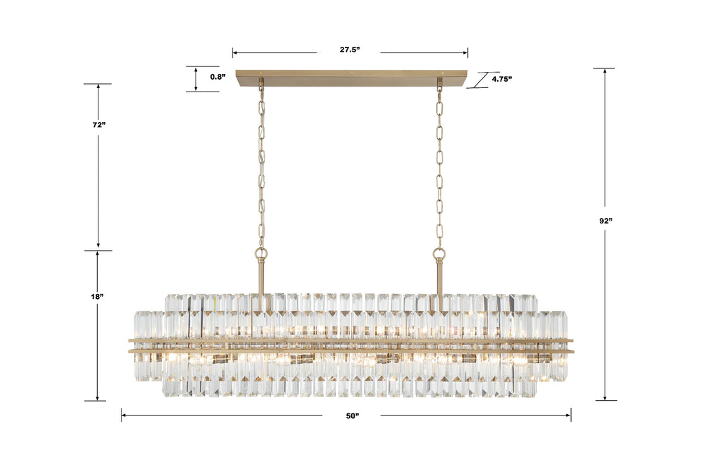 Hayes Rectangular Crystal 16 Light Chandelier