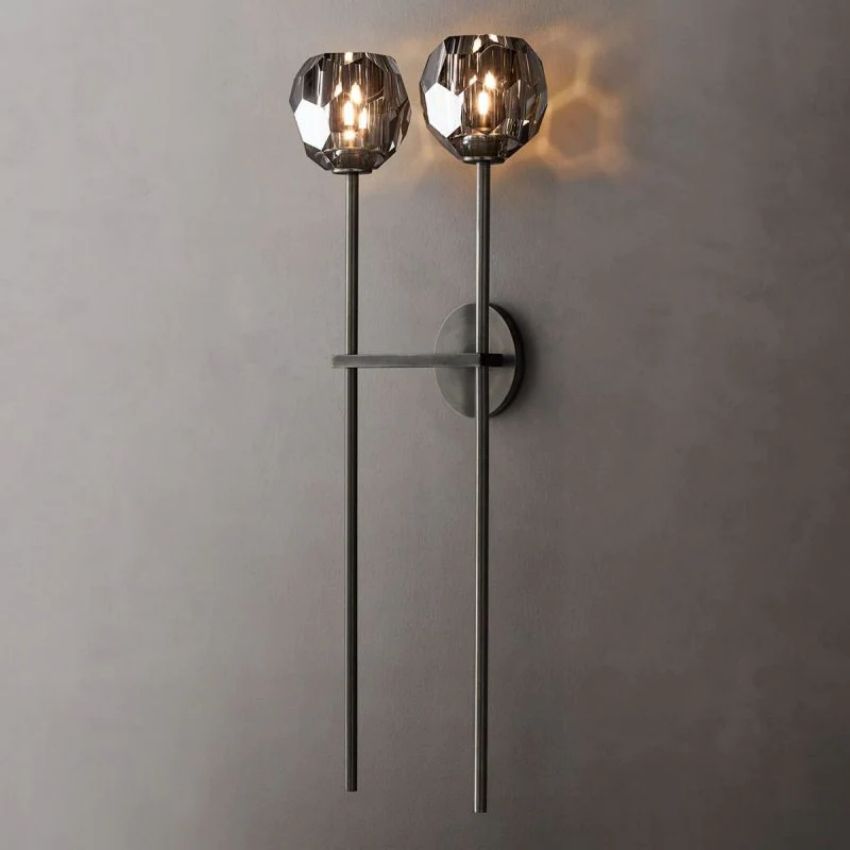 Seaver Smoke Glass Double Grand Wall Sconce