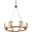 Large Contemporary Alabaster & Brass Halo Chandelier