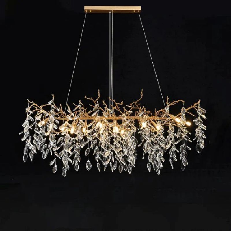 Lumanna Linear Gold Chandeliers Tree Branch Kitchen