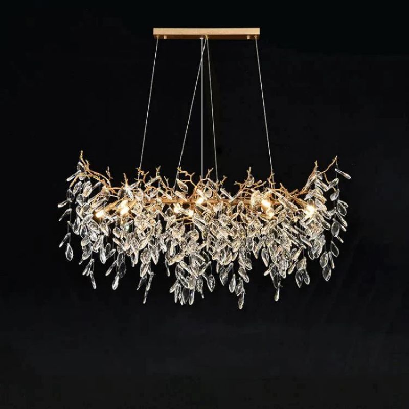 Lumanna Linear Gold Chandeliers Tree Branch Kitchen