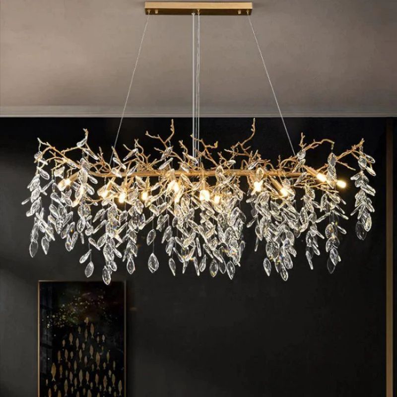 Lumanna Linear Gold Chandeliers Tree Branch Kitchen