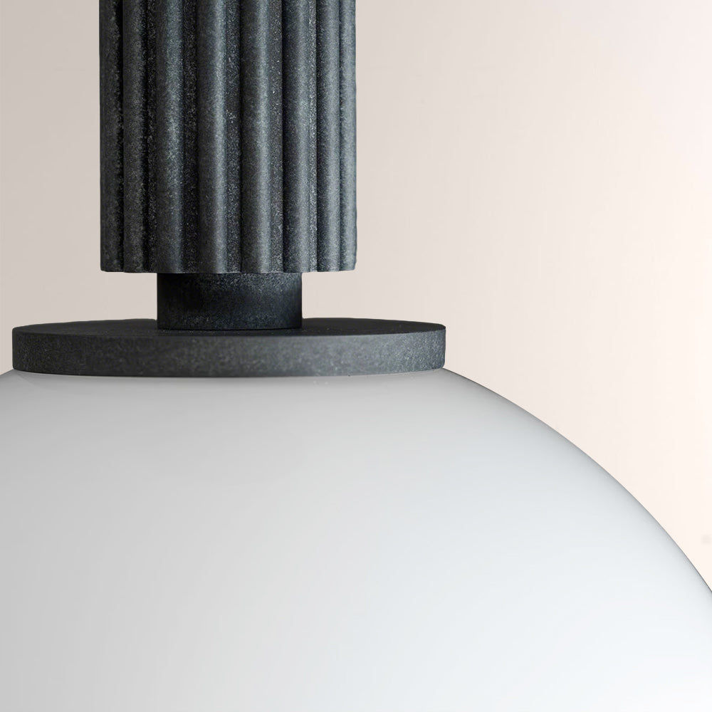 Merlyn Ribbed Black Sphere Glass Flushmount