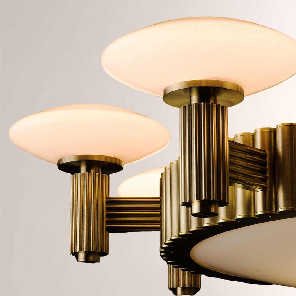 Merlyn Ribbed Brass Opal Glass Chandelier