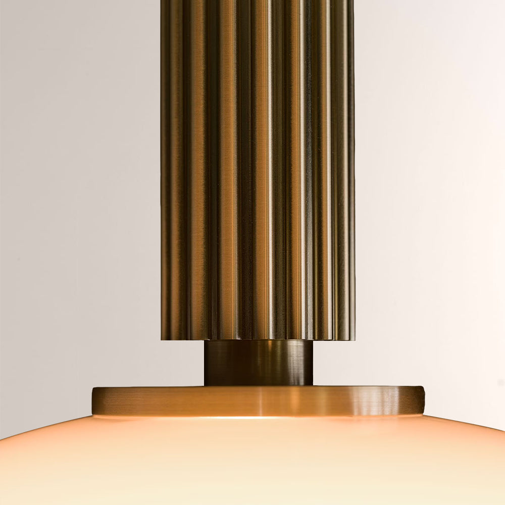 Merlyn Ribbed Brass Opal Glass Flushmount