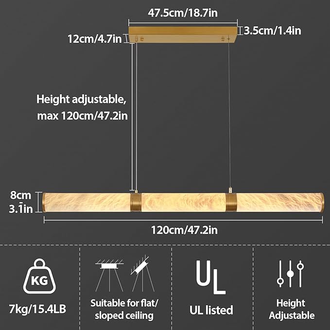 Bmnjym Alabaster Linear Chandelier47"L