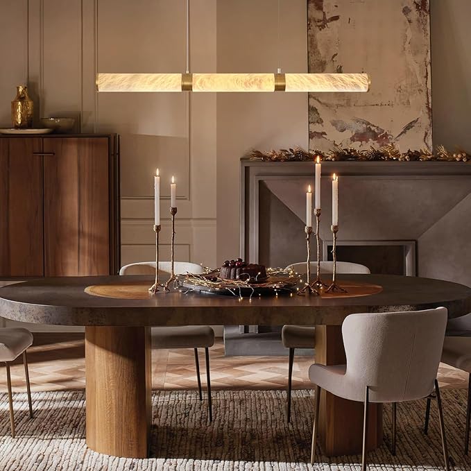 Bmnjym Alabaster Linear Chandelier47"L