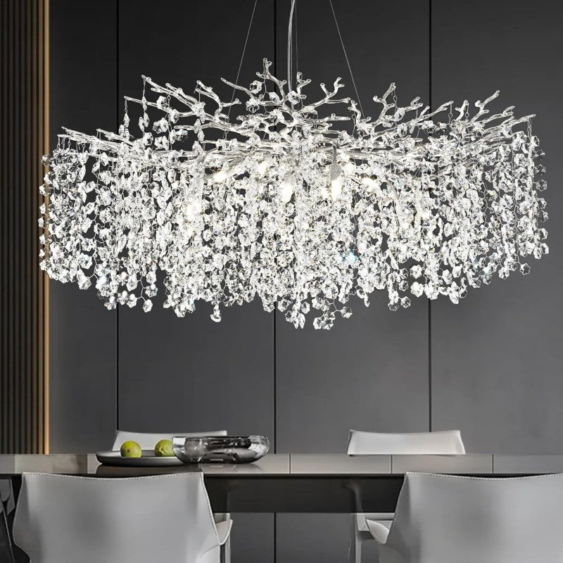 Modern Tree Branch Crystal Chandelier 55"L 30"D 40"D