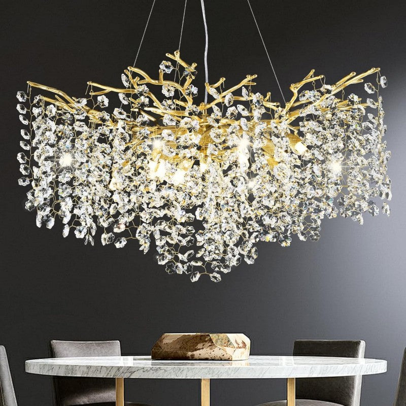 Modern Tree Branch Crystal Chandelier 55"L 30"D 40"D