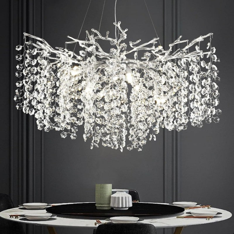 Modern Tree Branch Crystal Chandelier 55"L 30"D 40"D