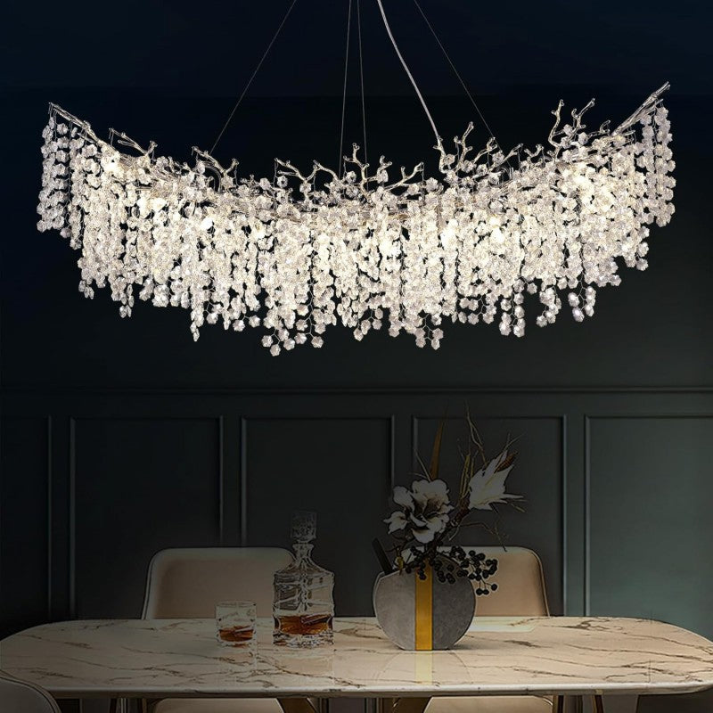 Modern Tree Branch Crystal Chandelier 55"L 30"D 40"D