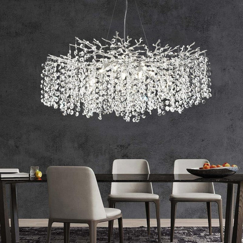 Modern Tree Branch Crystal Chandelier 55"L 30"D 40"D