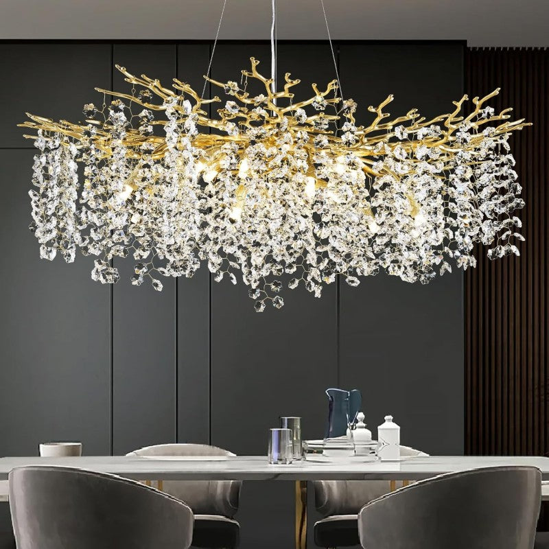 Modern Tree Branch Crystal Chandelier 55"L 30"D 40"D