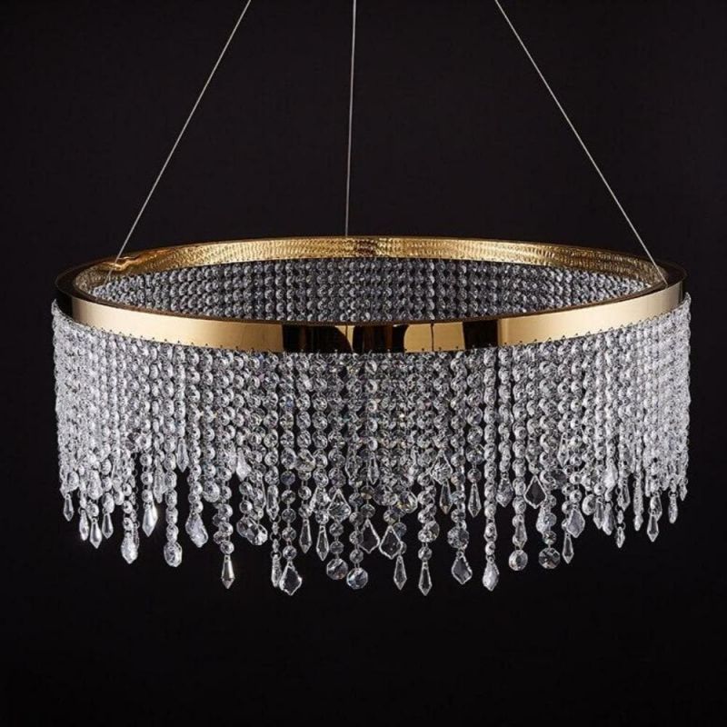 Modern Crystal Tassel Ring Chandelier, Crystal Chandelier in living room