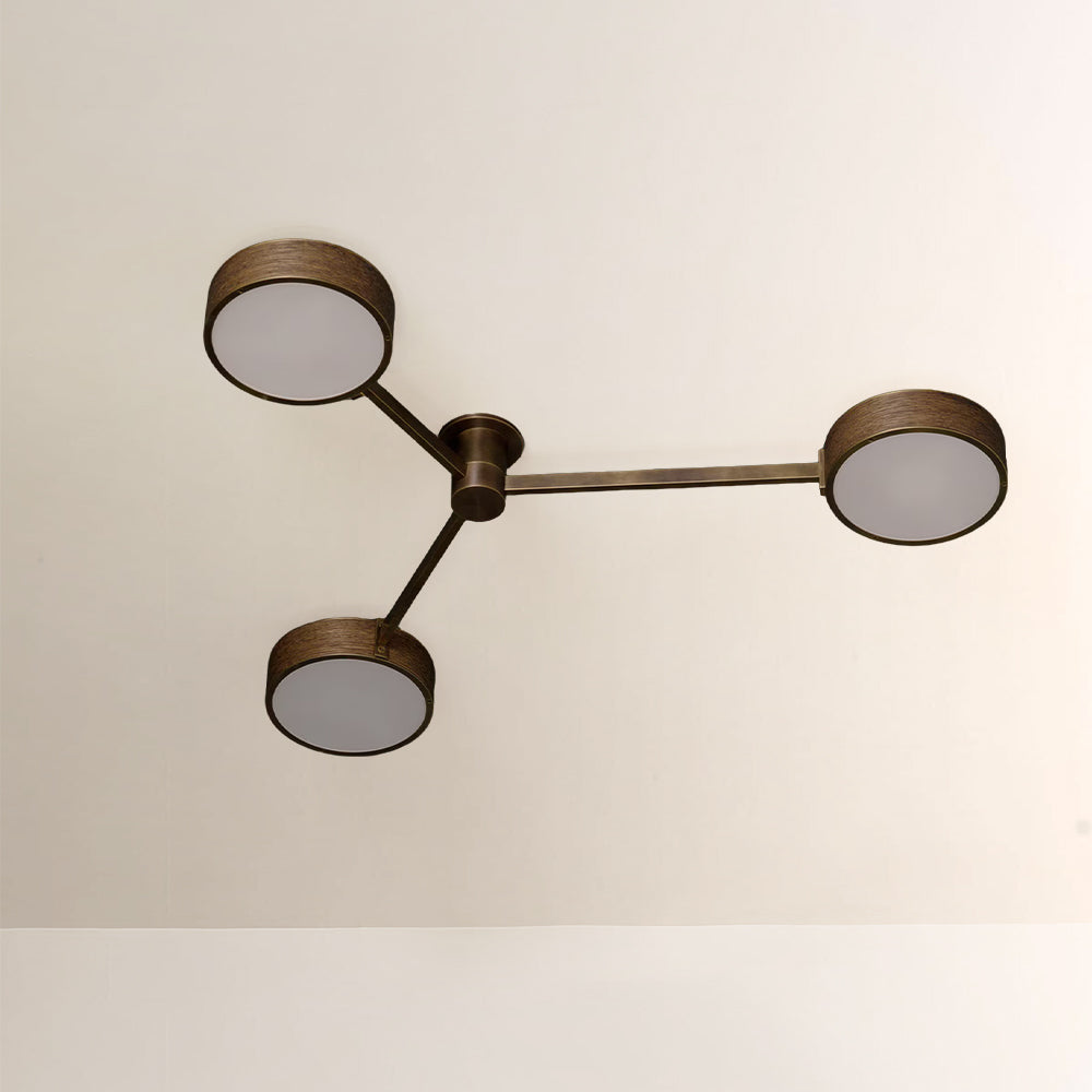 Monterra Bronze Wood Grain 3 Arm Flushmount