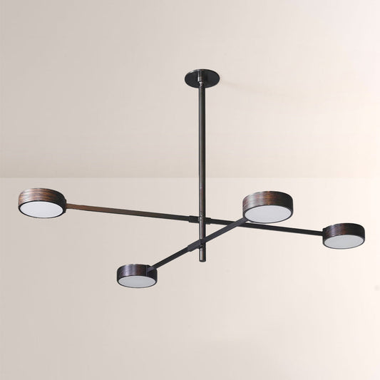 Monterra Cross Arm Wood Grain Disc Chandelier