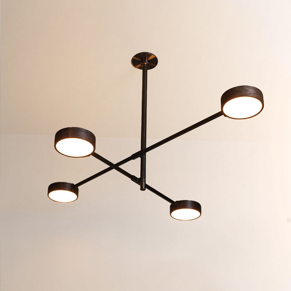 Monterra Cross Arm Wood Grain Disc Chandelier