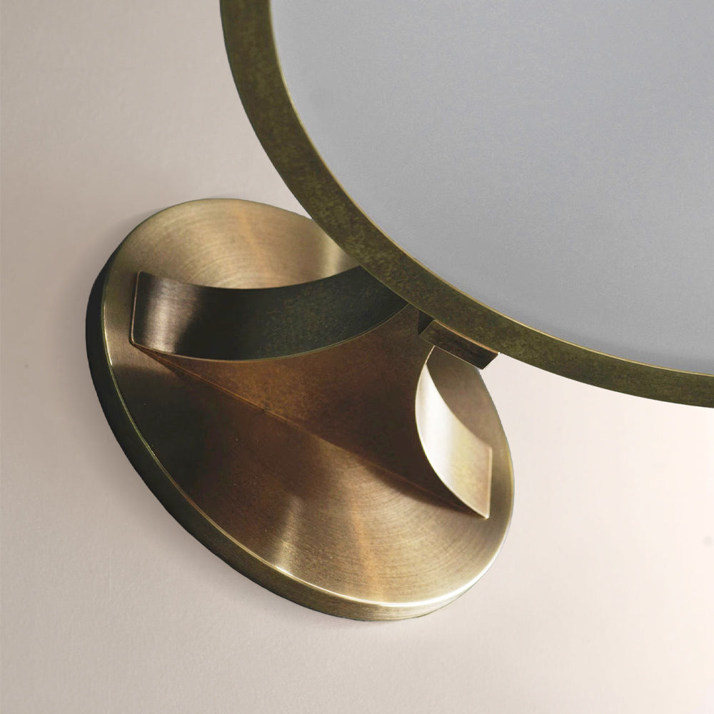 Monterra Wood Grain Brass Drum Wall Sconce