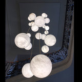 Nami Alabaster Sphere Staircase Chandelier,Multi Pendant Light