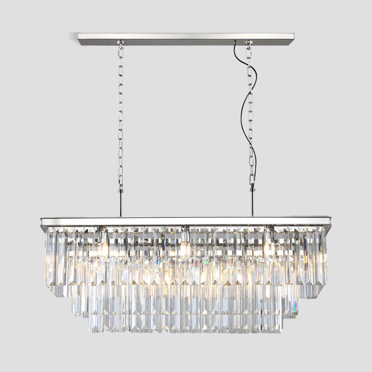 Beckett 3-Tier Crystal Rectangular Chandelier