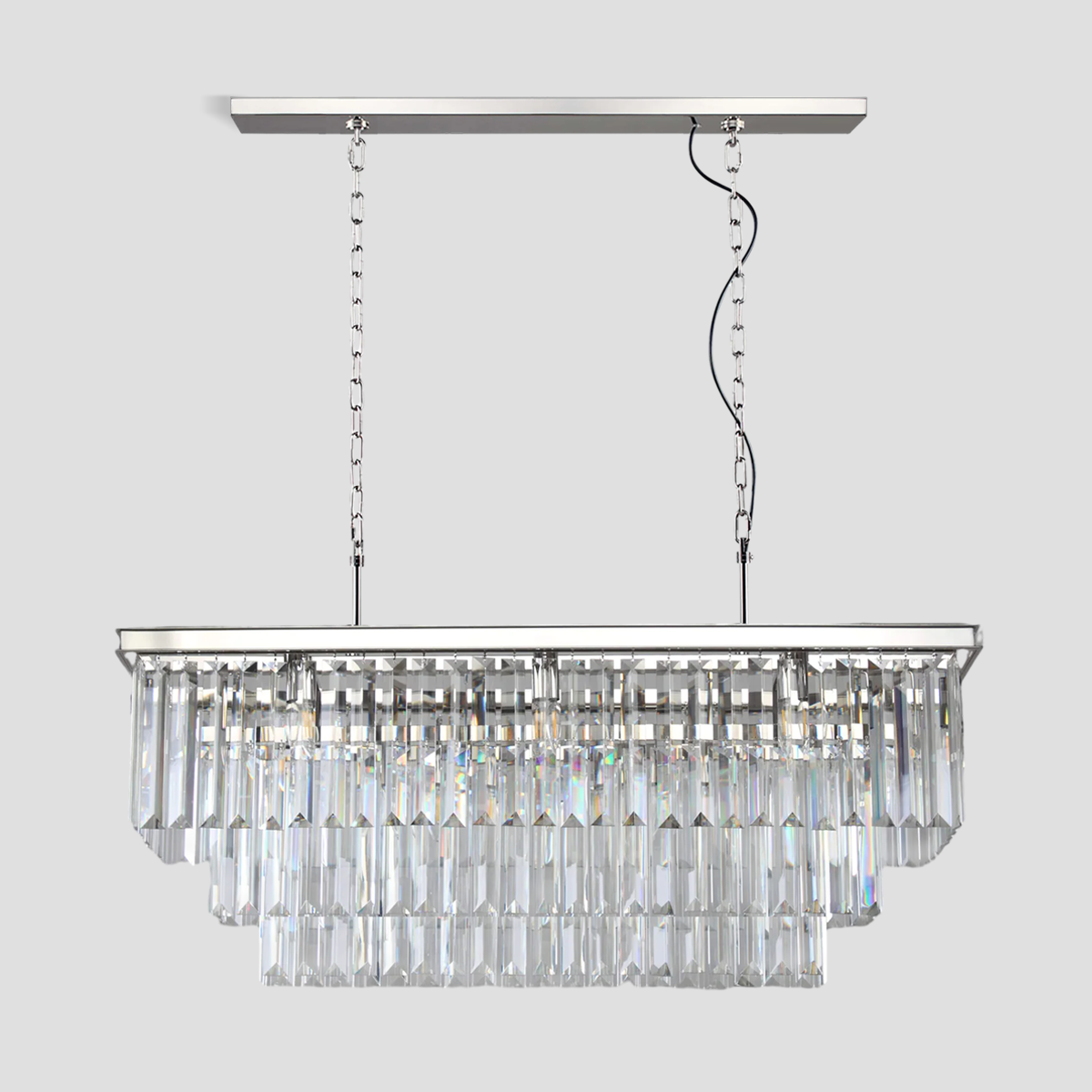 Beckett 3-Tier Crystal Rectangular Chandelier