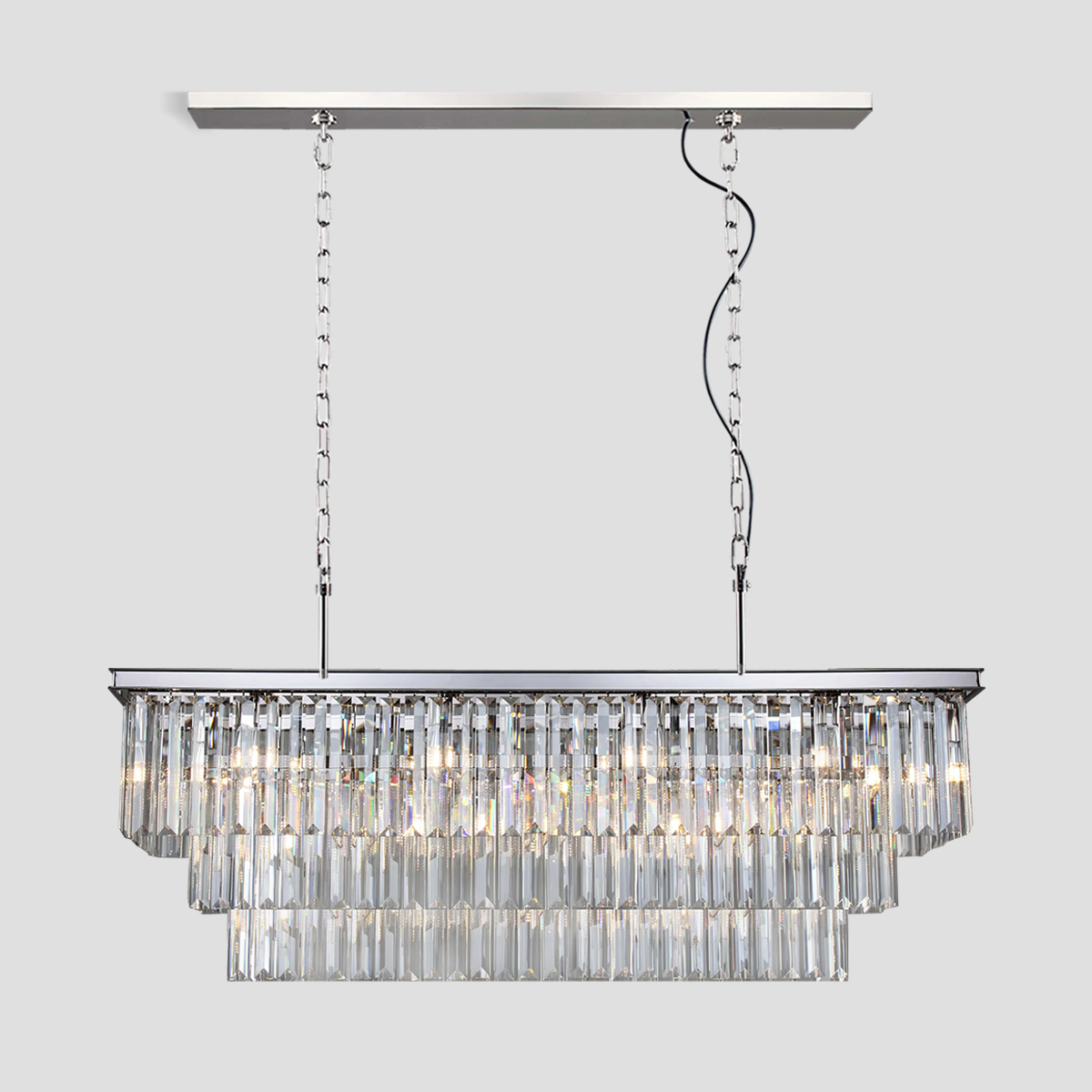 Beckett 3-Tier Crystal Rectangular Chandelier