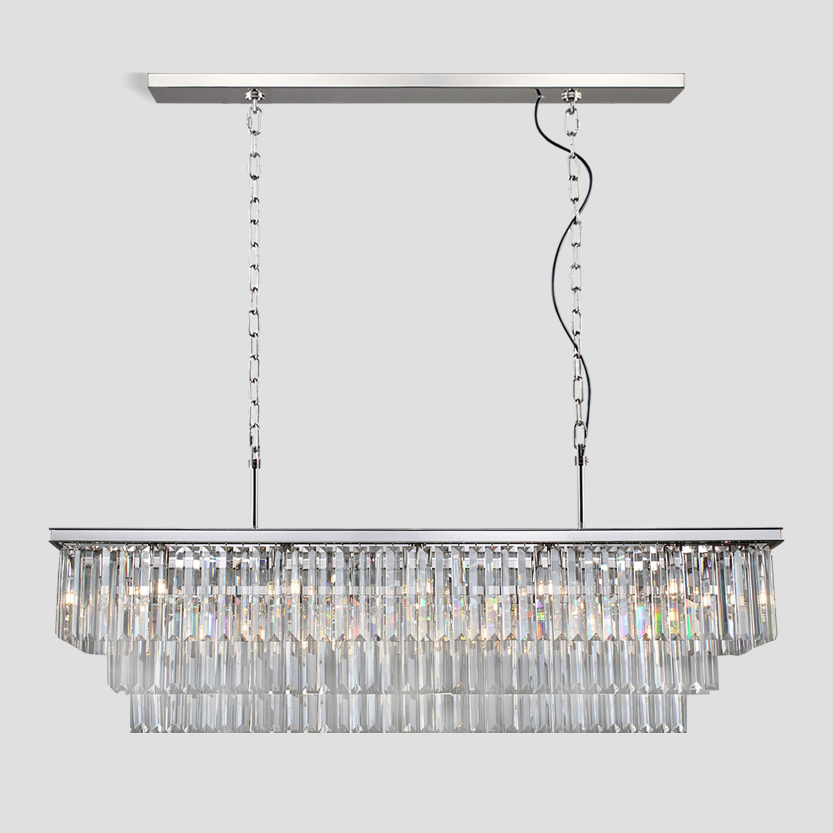 Beckett 3-Tier Crystal Rectangular Chandelier