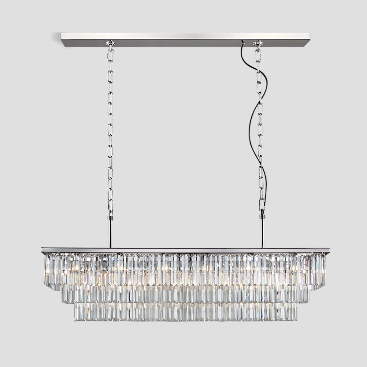 Beckett 3-Tier Crystal Rectangular Chandelier