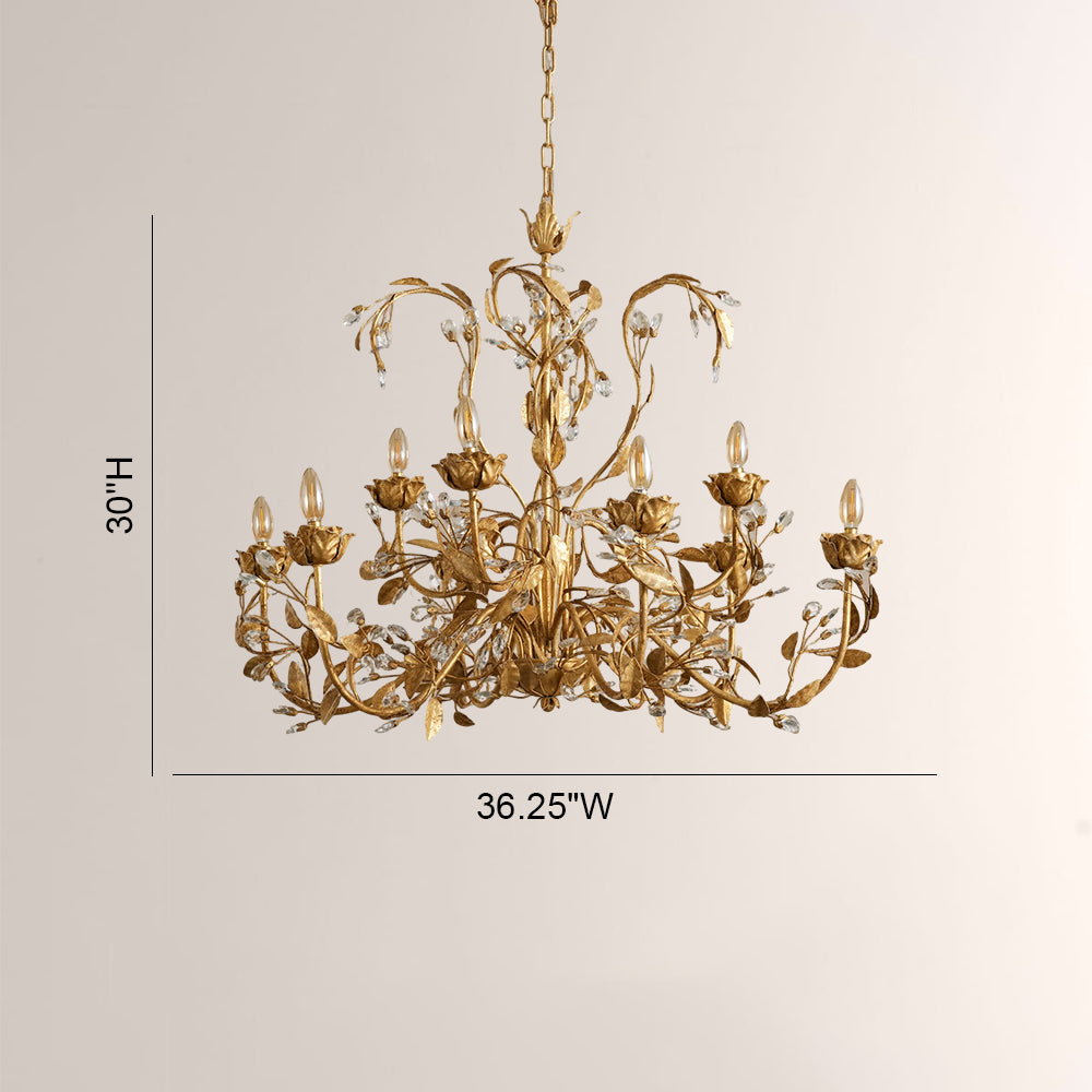 Nora Gilded Floral Crystal Round Chandelier