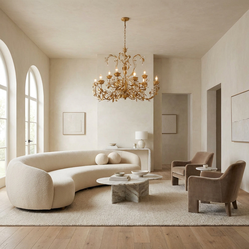 Nora Gilded Floral Crystal Round Chandelier