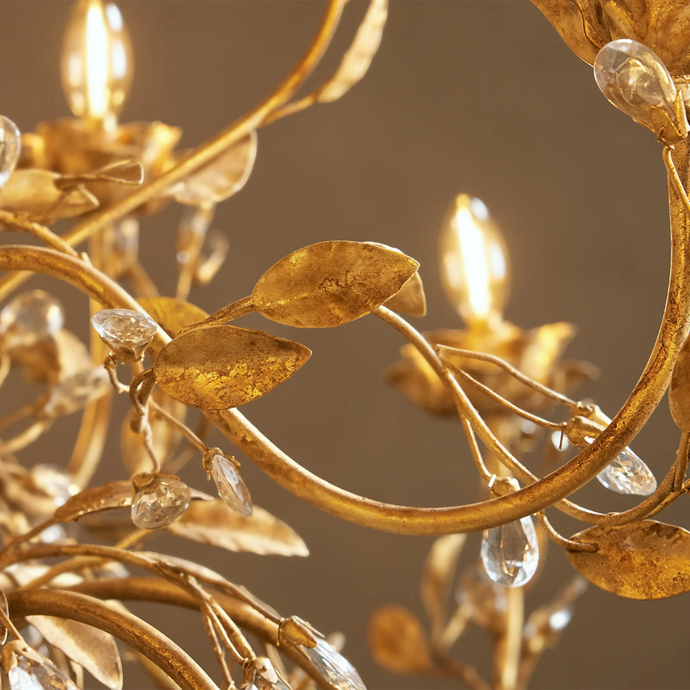 Nora Gilded Floral Crystal Round Chandelier