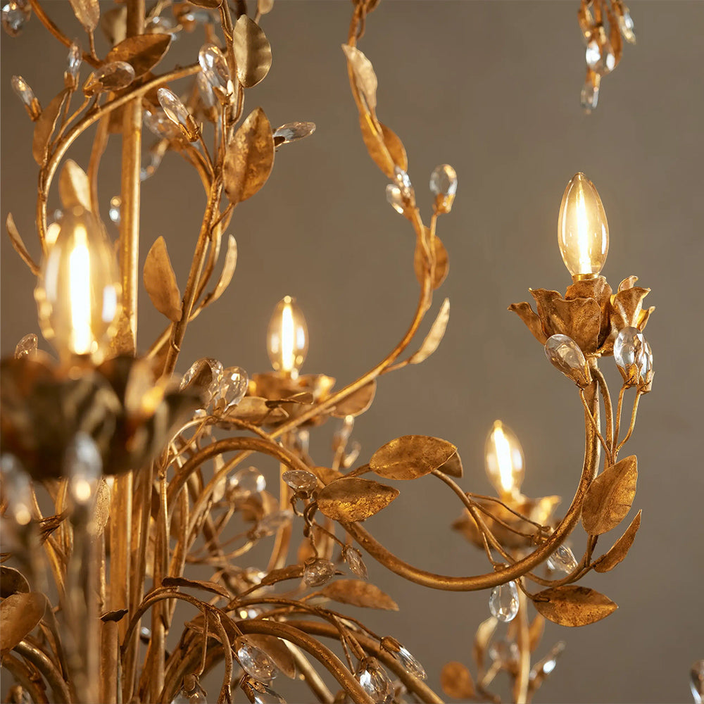 Nora Gilded Floral Crystal Round Chandelier