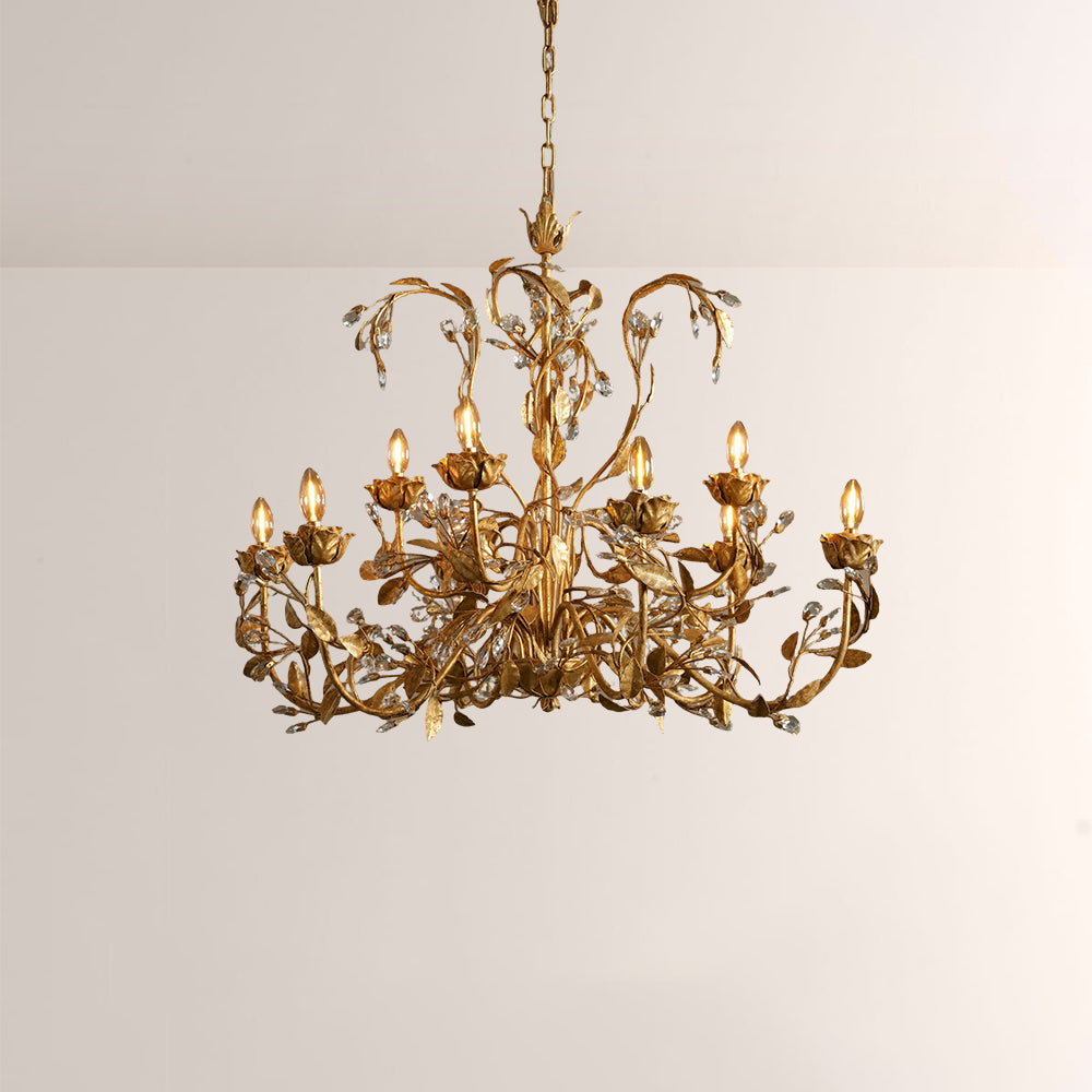 Nora Gilded Floral Crystal Round Chandelier