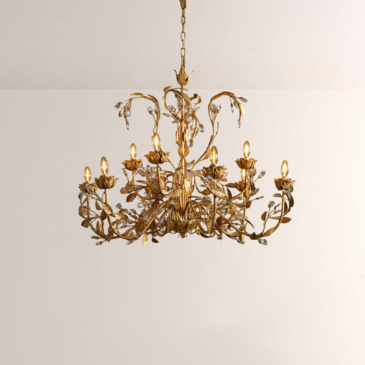 Nora Gilded Floral Crystal Round Chandelier