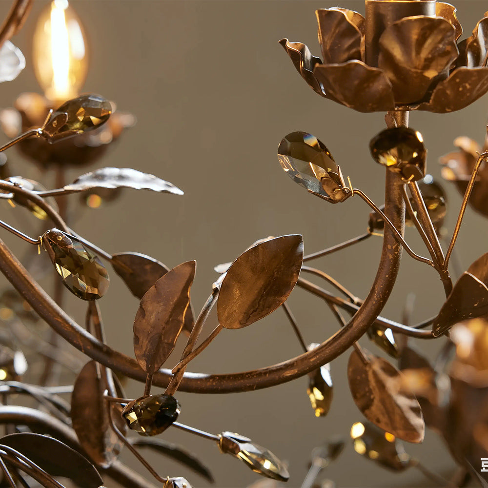 Nora Gilded Floral Crystal Round Chandelier
