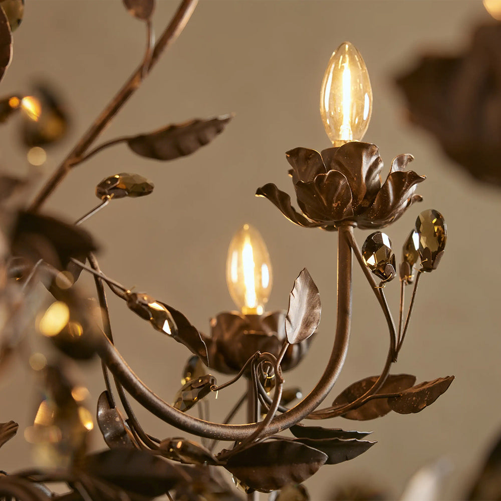 Nora Gilded Floral Crystal Round Chandelier