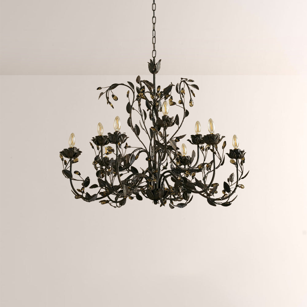 Nora Gilded Floral Crystal Round Chandelier