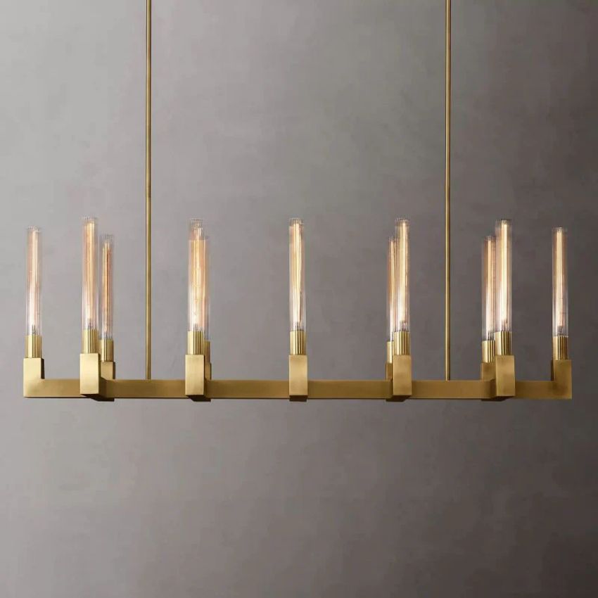 Prismatic Glass Linear Chandelier 55"